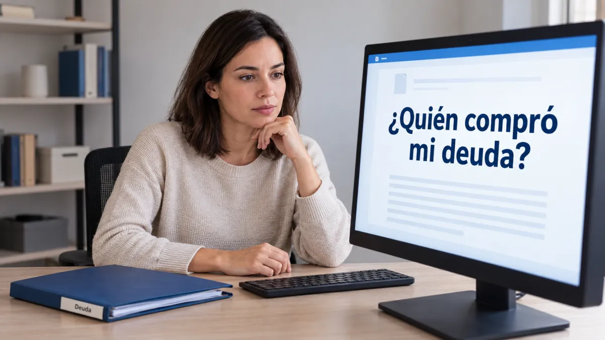 Carpeta de cartera de deuda vendida a empresas de recobro y ficheros de morosos en un despacho